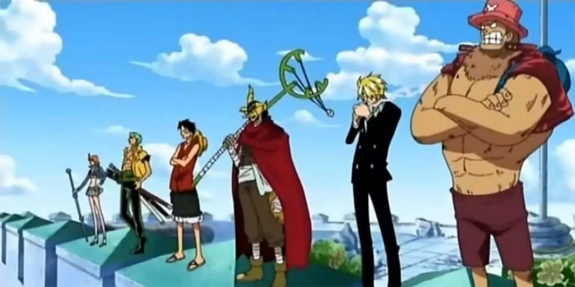 Băng Hải Tặc Mũ Rơm trong một cảnh hành động kịch tính ở One Piece