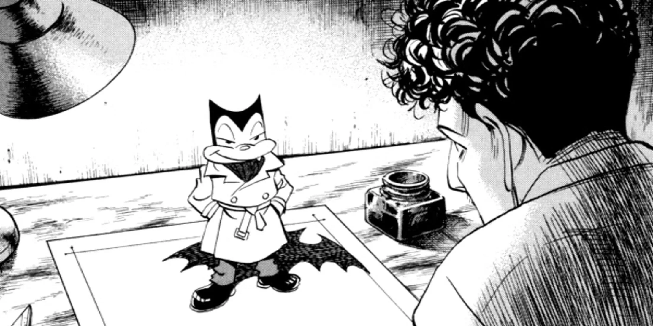 Bìa manga Billy Bat với hình ảnh nhân vật chính Kevin Yamagata và biểu tượng con dơi bí ẩn