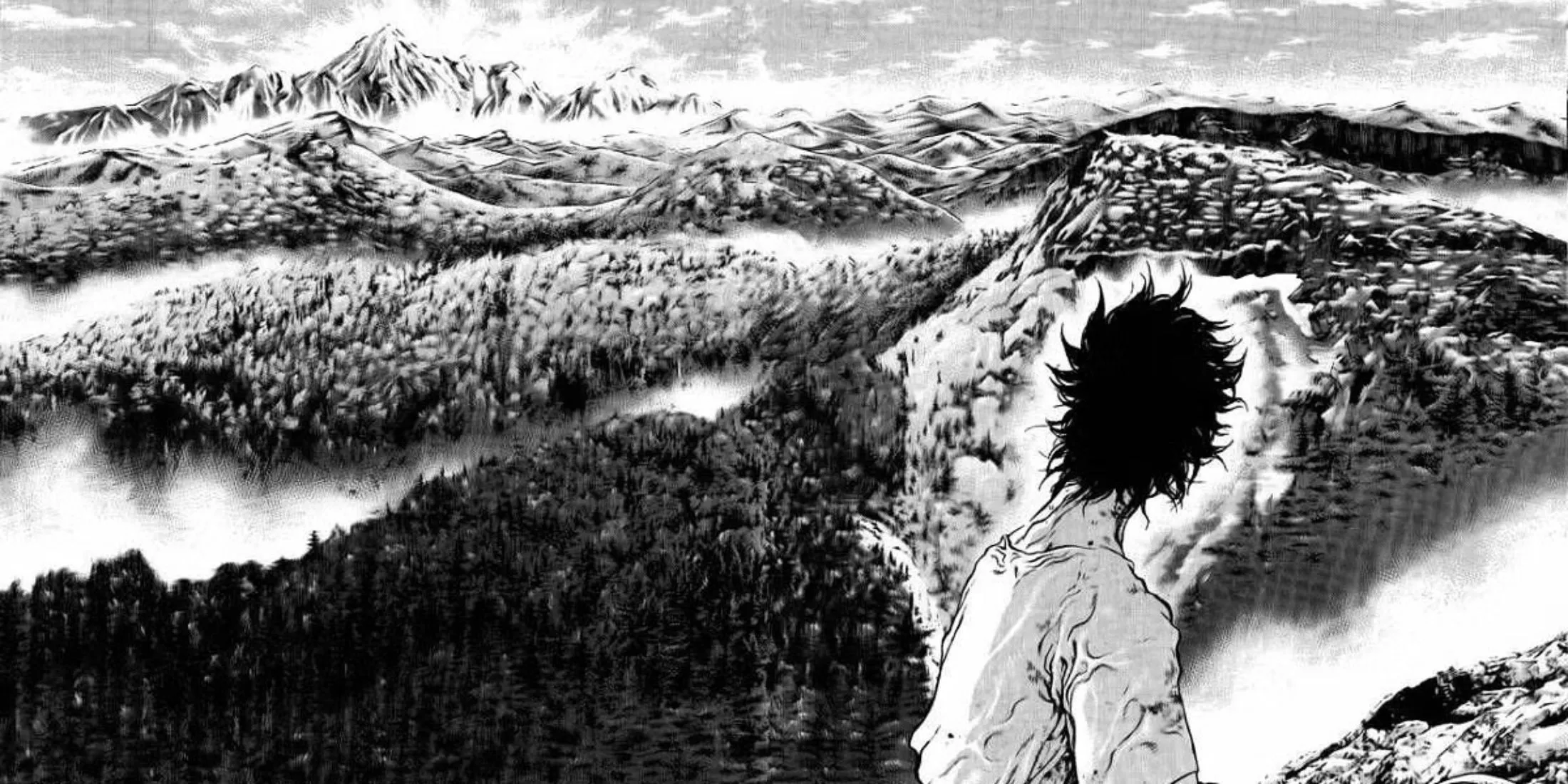 Bìa manga The Climber với hình ảnh nhân vật chính Buntaro Mori đang leo trên vách núi hiểm trở