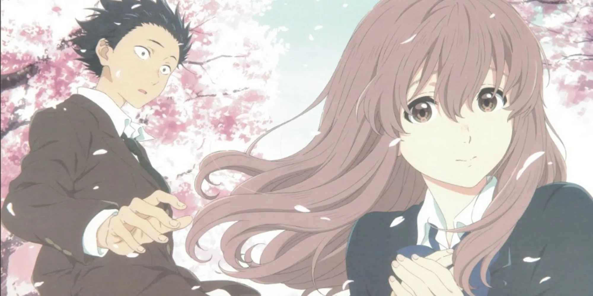 Cảnh Shouko Nishimiya và Shouya Ishida dưới pháo hoa trong bộ phim anime A Silent Voice, một trong những phim hay nhất như Your Name