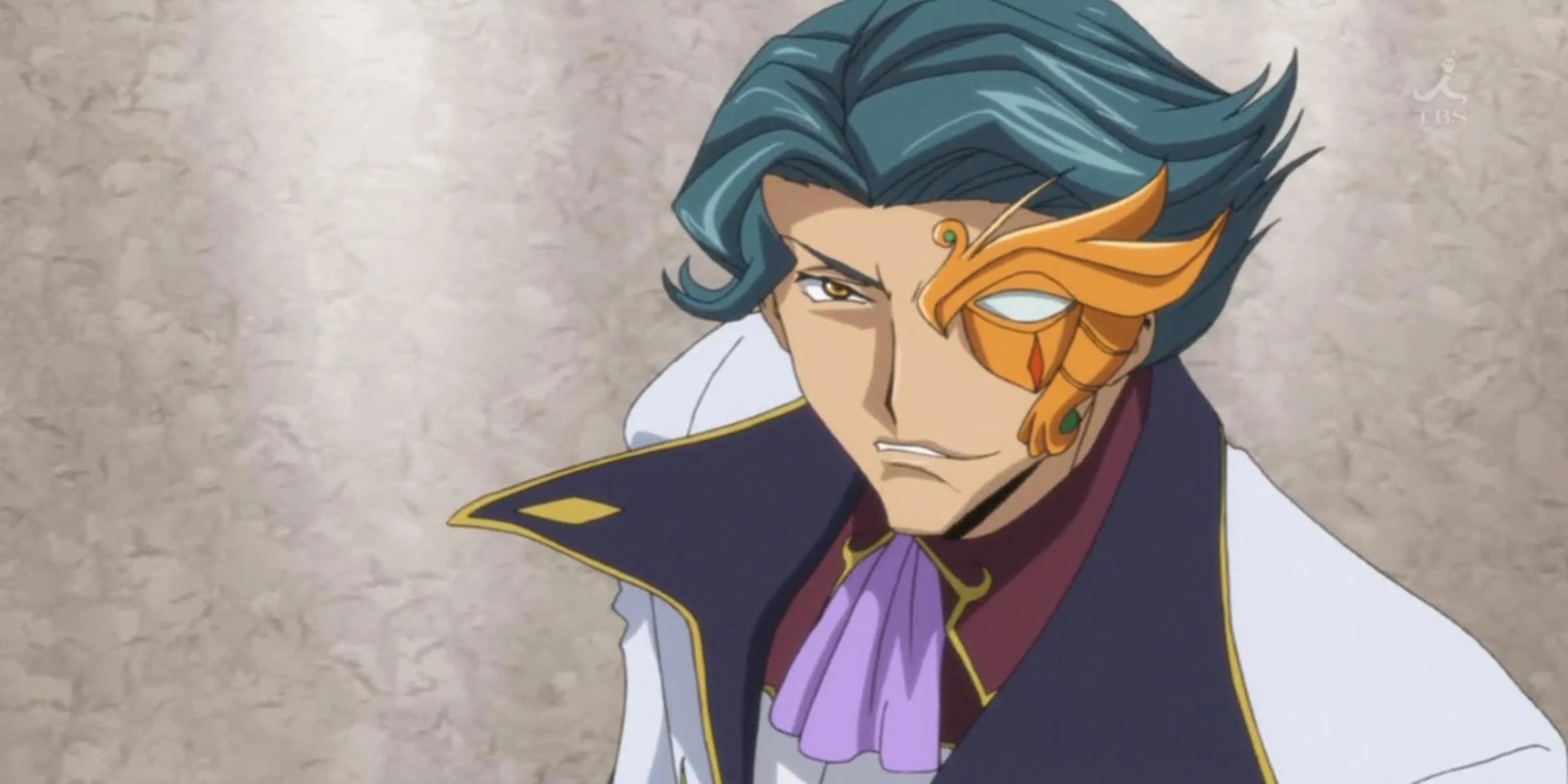 Cyborg Jeremiah Gottwald với mắt máy và cơ thể nâng cấp trong Code Geass R2