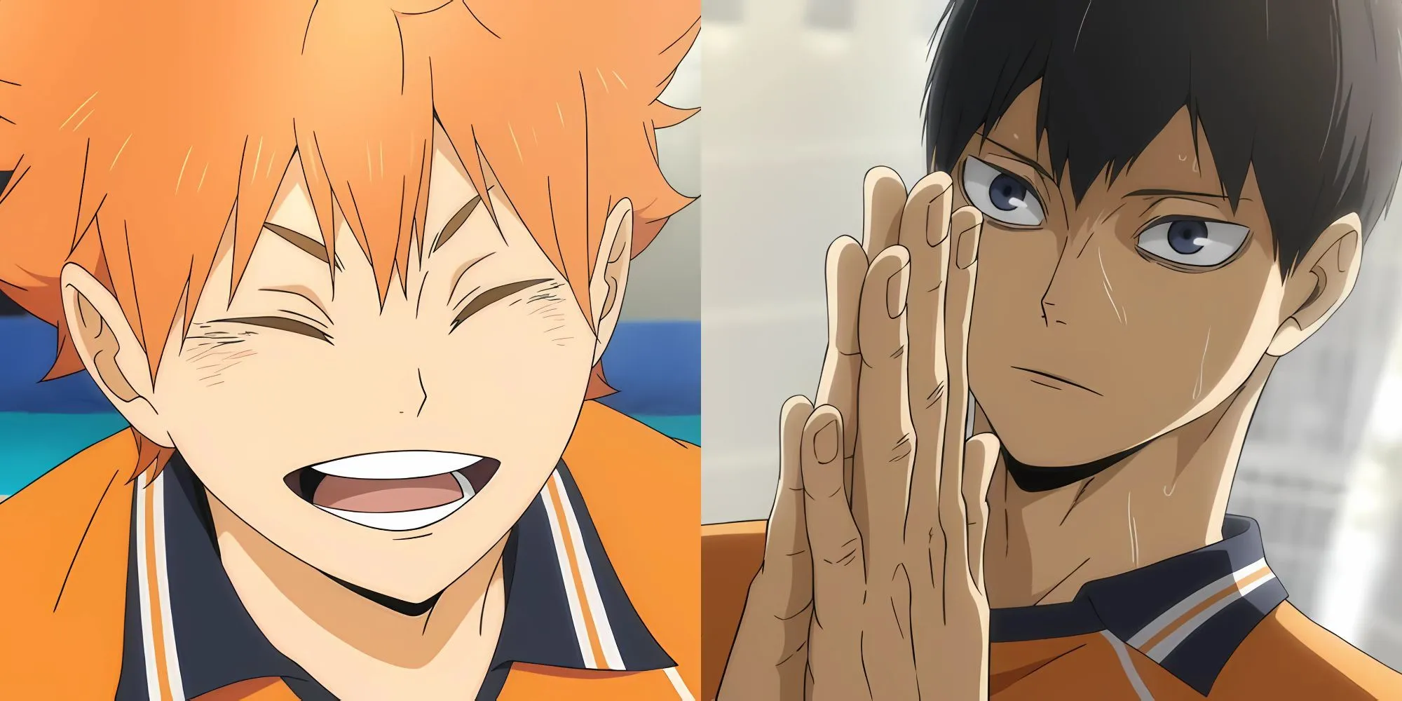 Đội bóng chuyền Karasuno với Hinata Shoyo và Kageyama Tobio trong Haikyuu!! thể hiện tinh thần đồng đội.