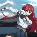 Erza Scarlet trong Fairy Tail với bộ giáp và kiếm