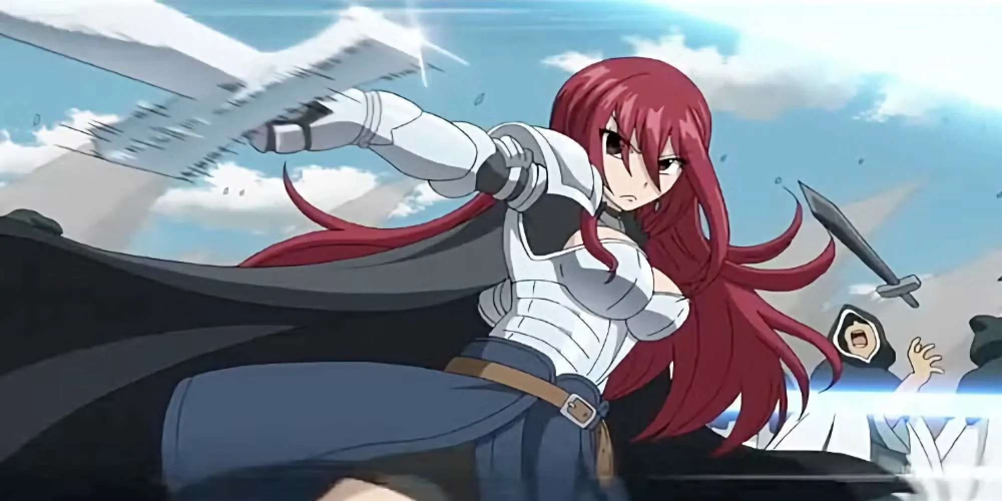 Erza Scarlet trong Fairy Tail với bộ giáp và kiếm