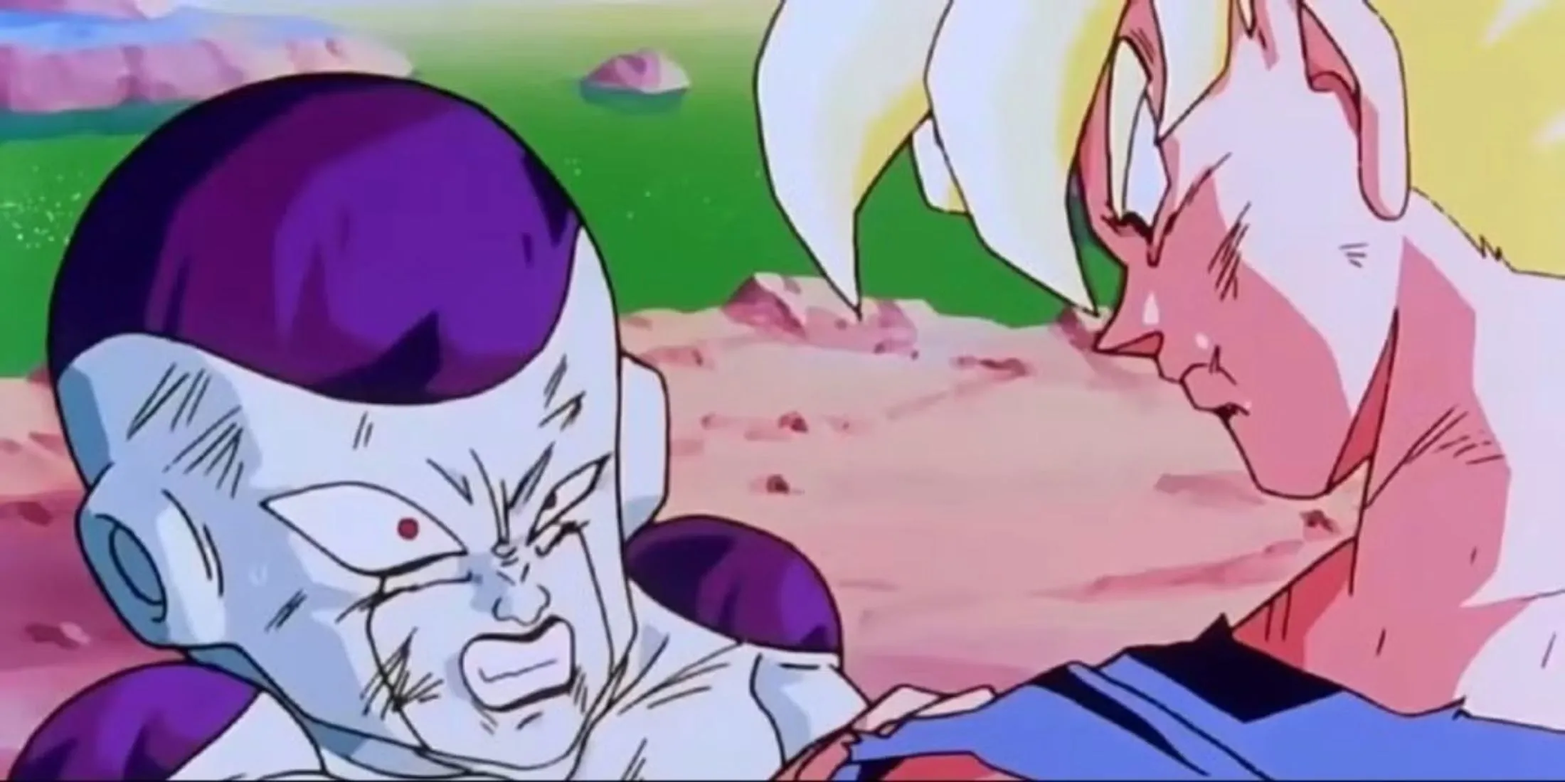 Goku biến hình Super Saiyan đối đầu Frieza trên hành tinh Namek trong Dragon Ball Z