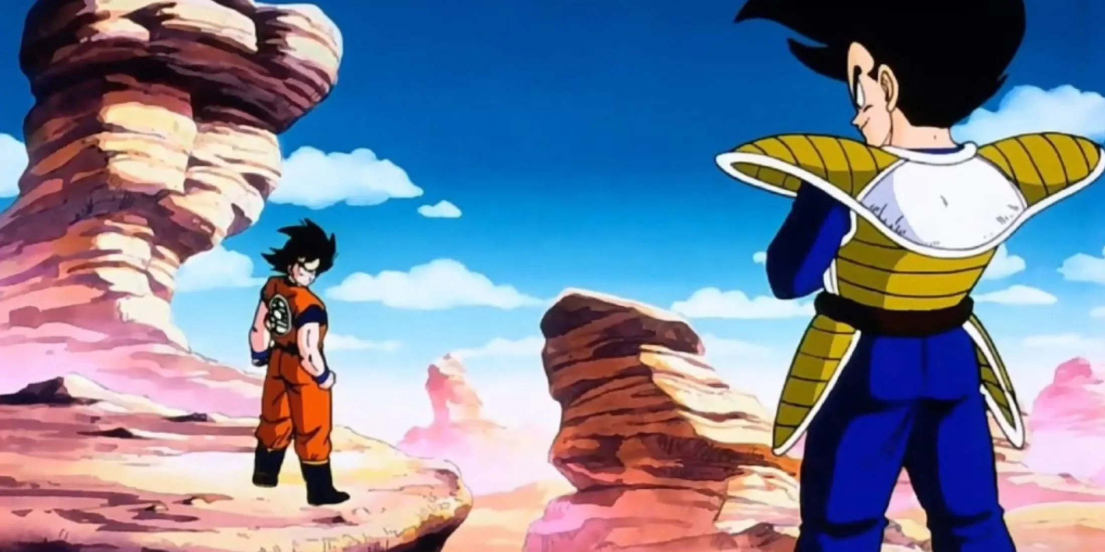 Goku và Vegeta trong trận chiến đầu tiên giữa hai Saiyan trong Dragon Ball Z