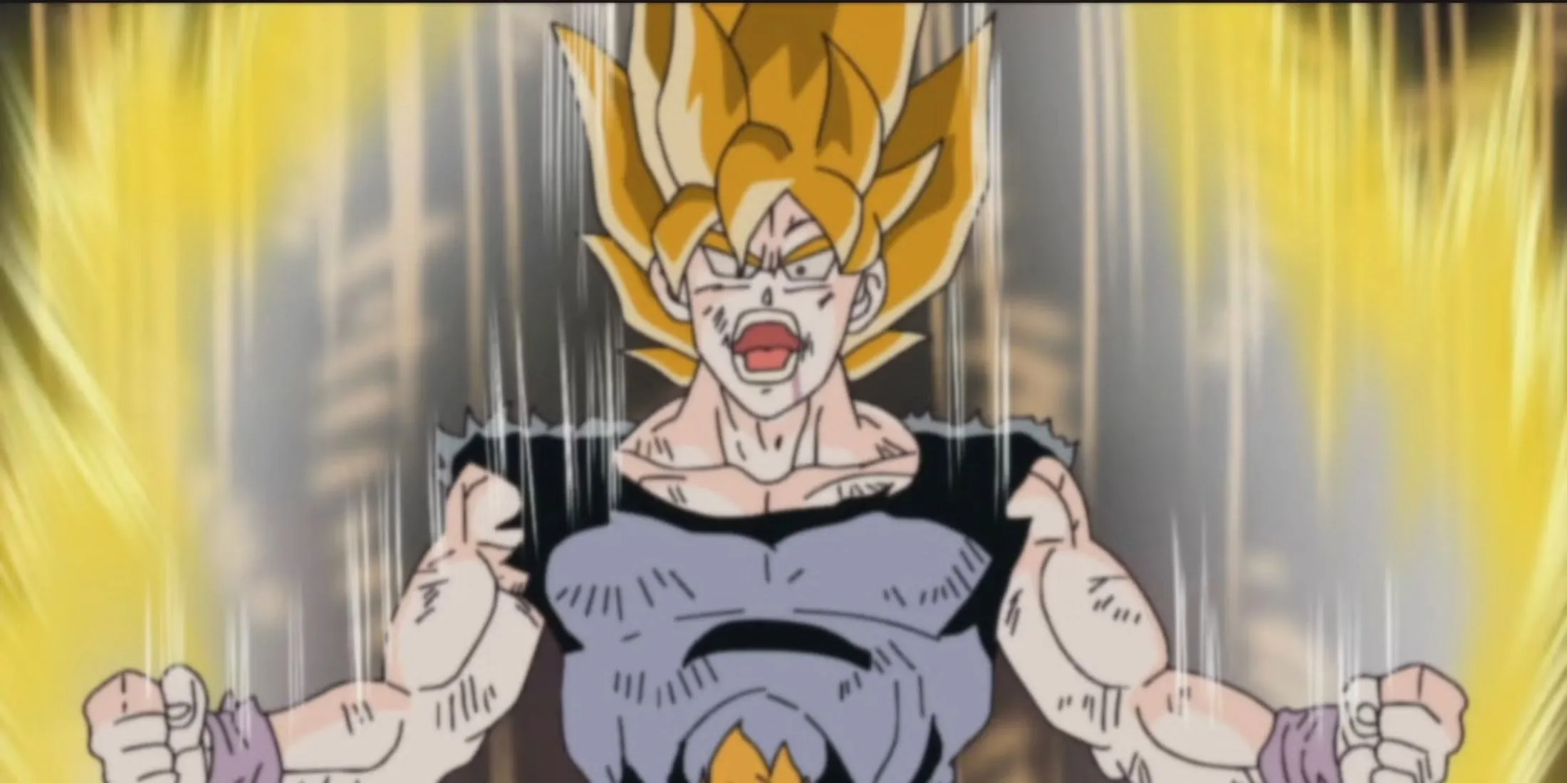 Goku với mái tóc vàng Super Saiyan trên hành tinh Namek trong Dragon Ball Z