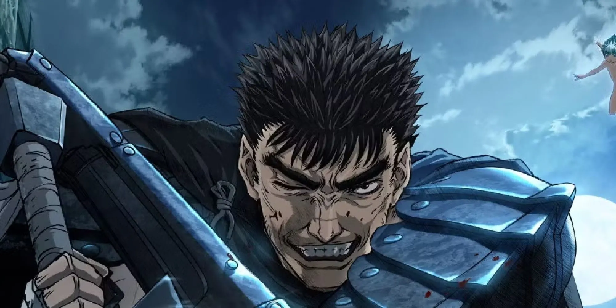 Guts với thanh kiếm khổng lồ và biểu cảm quyết tâm