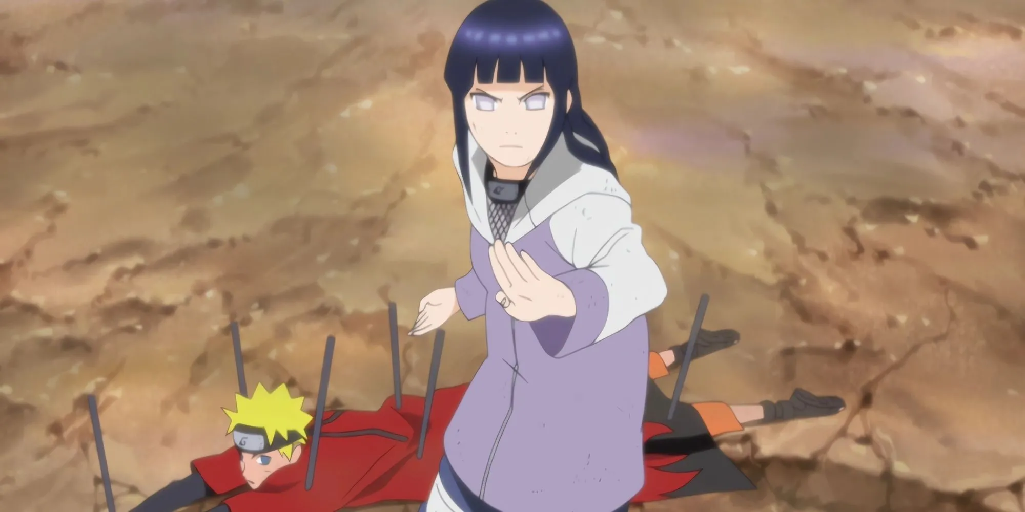 Hinata Hyuga bảo vệ Naruto khỏi Pain trong một cảnh chiến đấu đáng nhớ