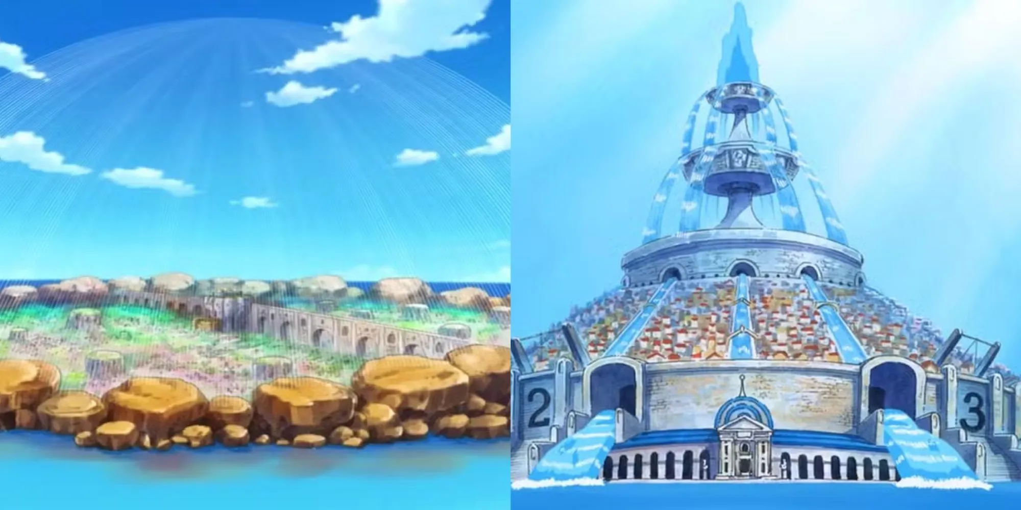 Hình ảnh minh họa các hòn đảo nổi bật trong One Piece
