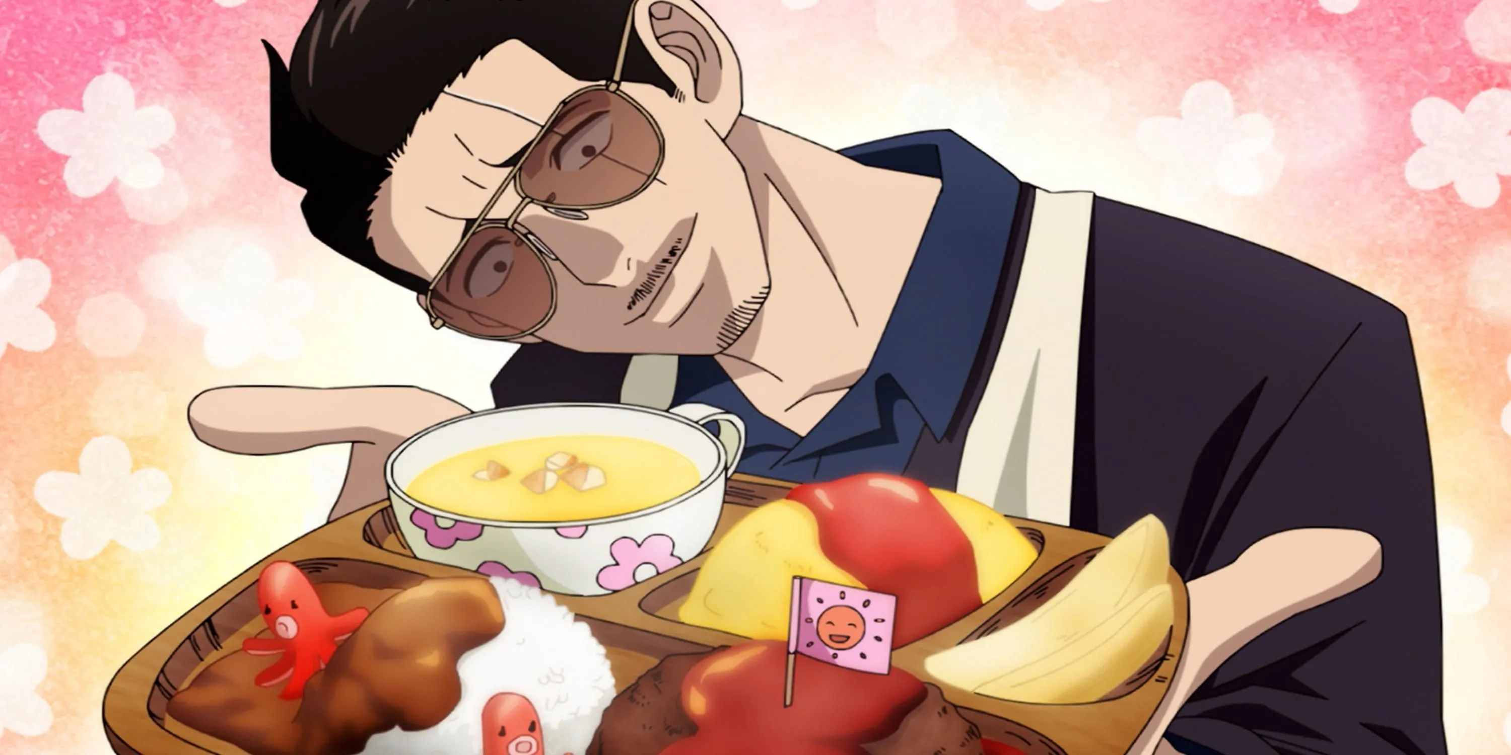 Hình ảnh Tatsu, cựu yakuza khét tiếng, trong trang phục nội trợ từ anime The Way of the Househusband