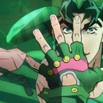 Jonathan Joestar tạo dáng che mặt bằng tay, thể hiện sự quý phái và sức mạnh tiềm ẩn.