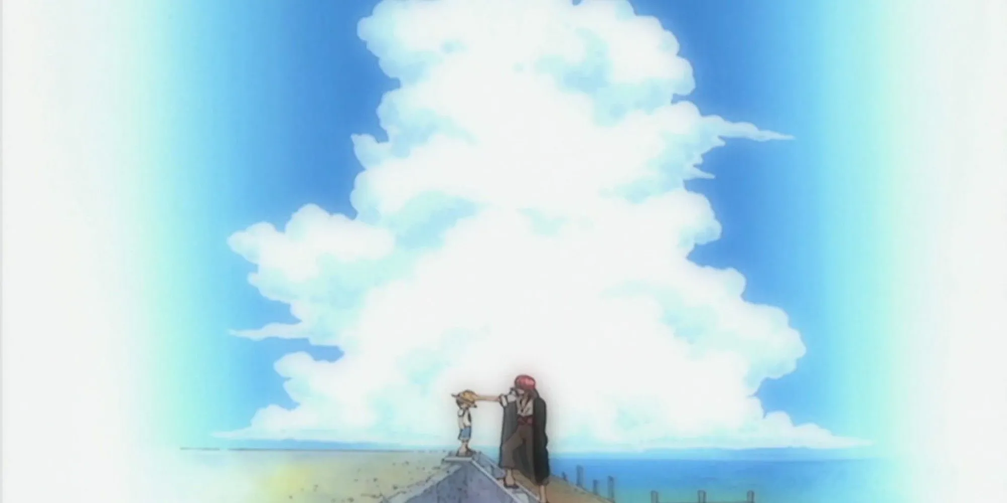 Khoảnh khắc Shanks trao mũ rơm cho Luffy thời thơ ấu