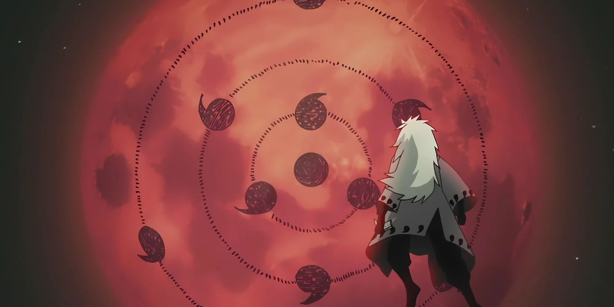 Madara Uchiha trong Naruto Shippuden, biểu tượng của kế hoạch Nguyệt Nhãn nhằm đưa cả thế giới vào ảo mộng vĩnh cửu.