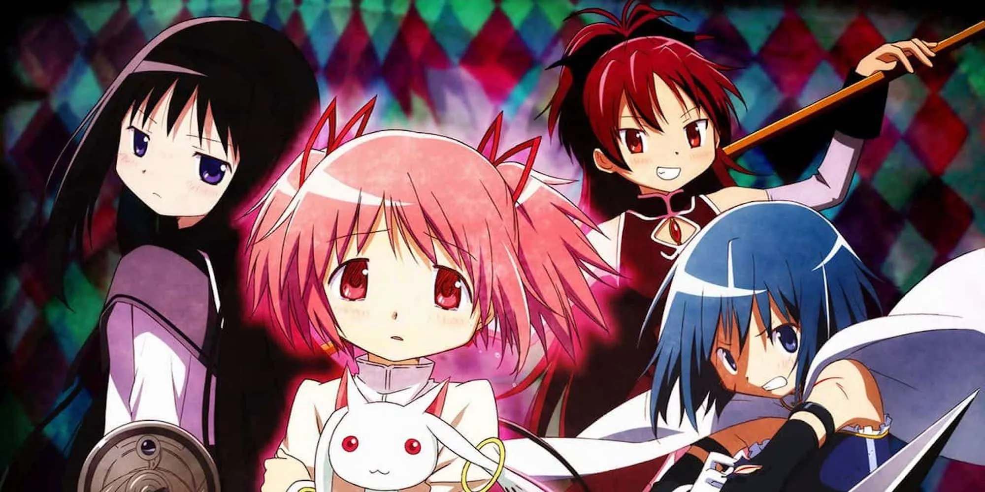 Madoka Kaname, Homura Akemi, Sayaka Miki, và Kyoko Sakura trong Puella Magi Madoka Magica