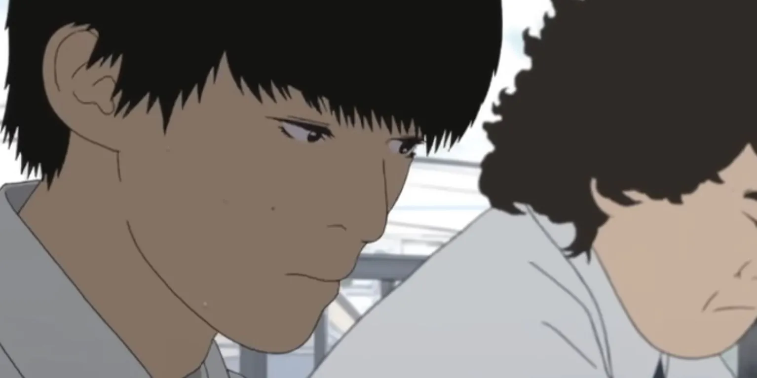 Một nhân vật với biểu cảm ám ảnh từ anime Flowers of Evil