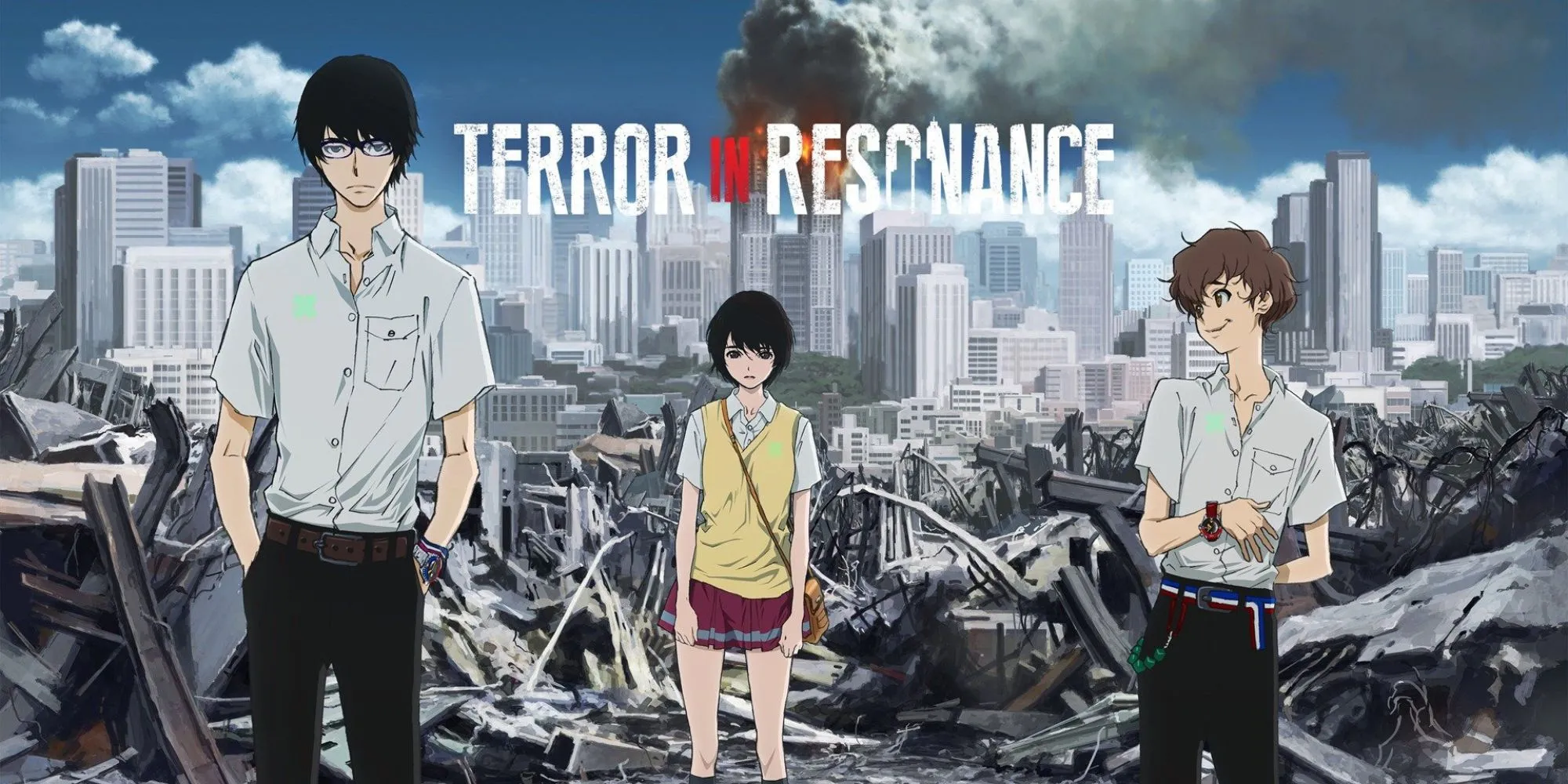 Nine và Twelve, hai nhân vật chính của Terror in Resonance, đứng cạnh nhau nhìn ra xa