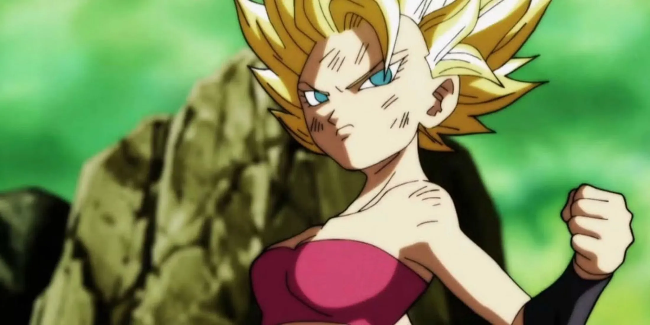 Nữ Saiyan Caulifla với mái tóc Super Saiyan trong Dragon Ball Super
