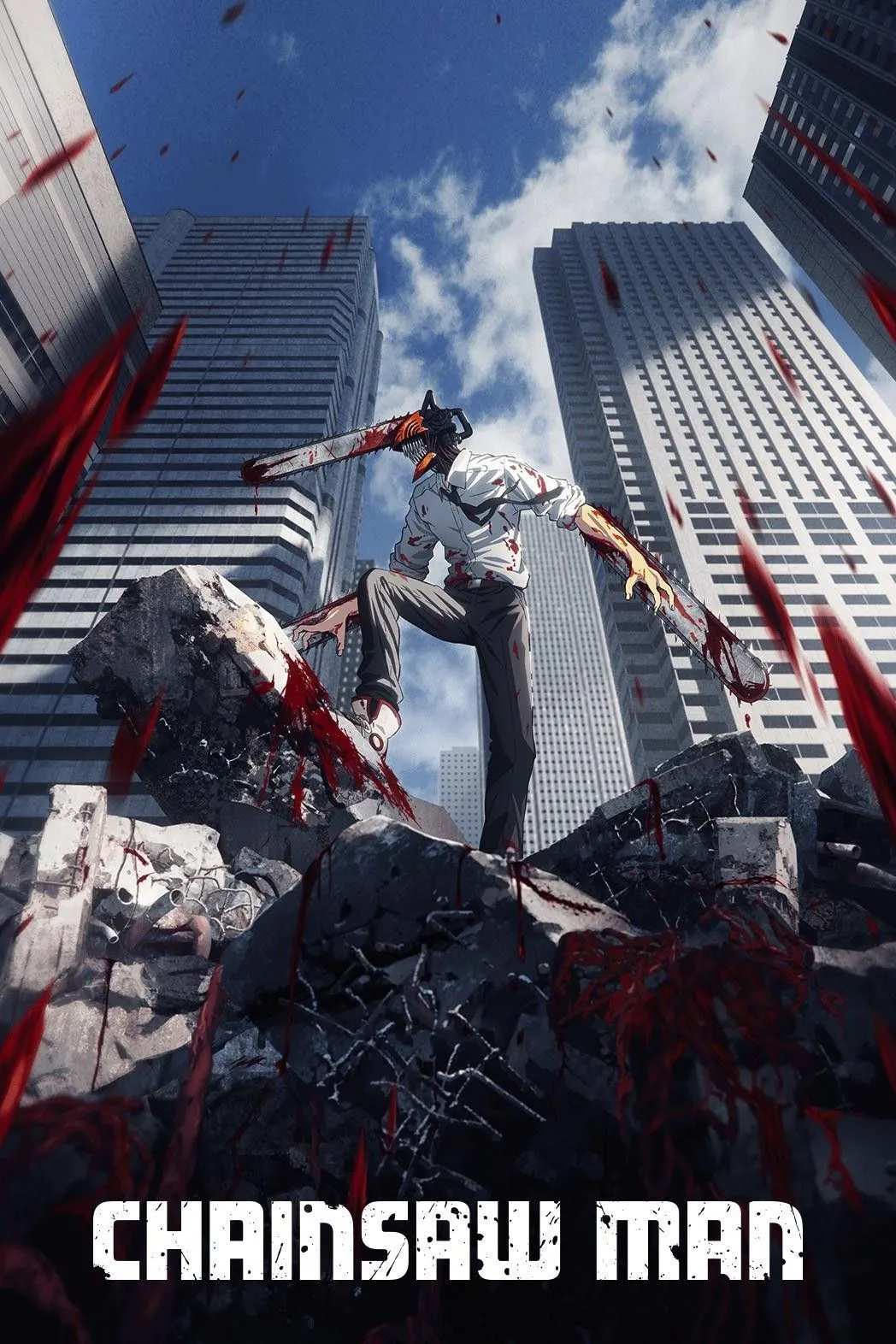 Poster chính thức của anime Chainsaw Man với Denji và các nhân vật khác