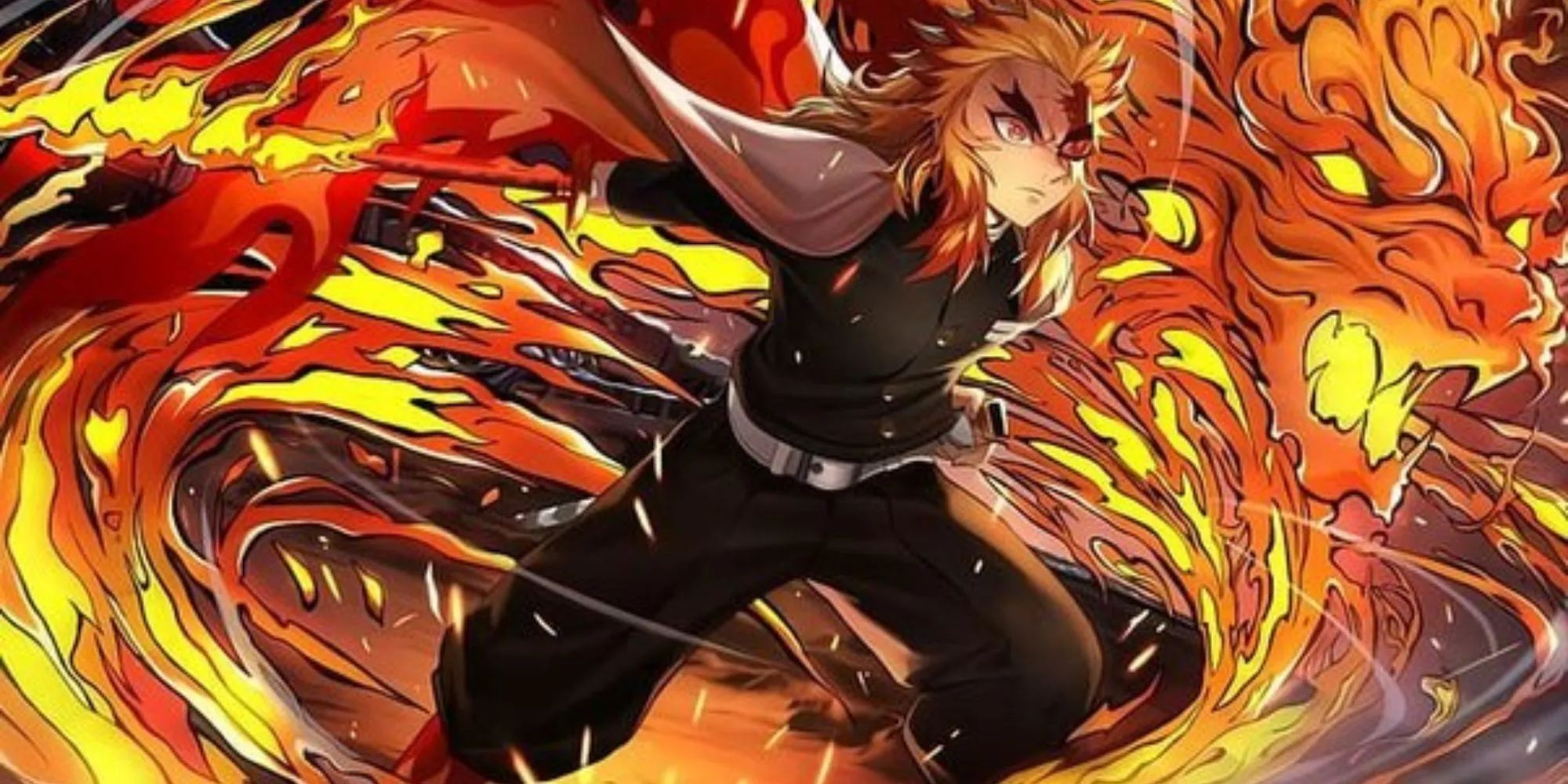 Rengoku Kyojuro - Viêm Trụ trong trận chiến chống lại Akaza Thượng Huyền Tam