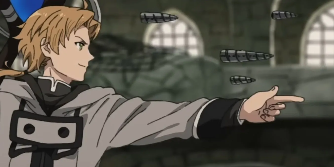 Rudeus Greyrat với vẻ mặt quyết tâm trong Mushoku Tensei