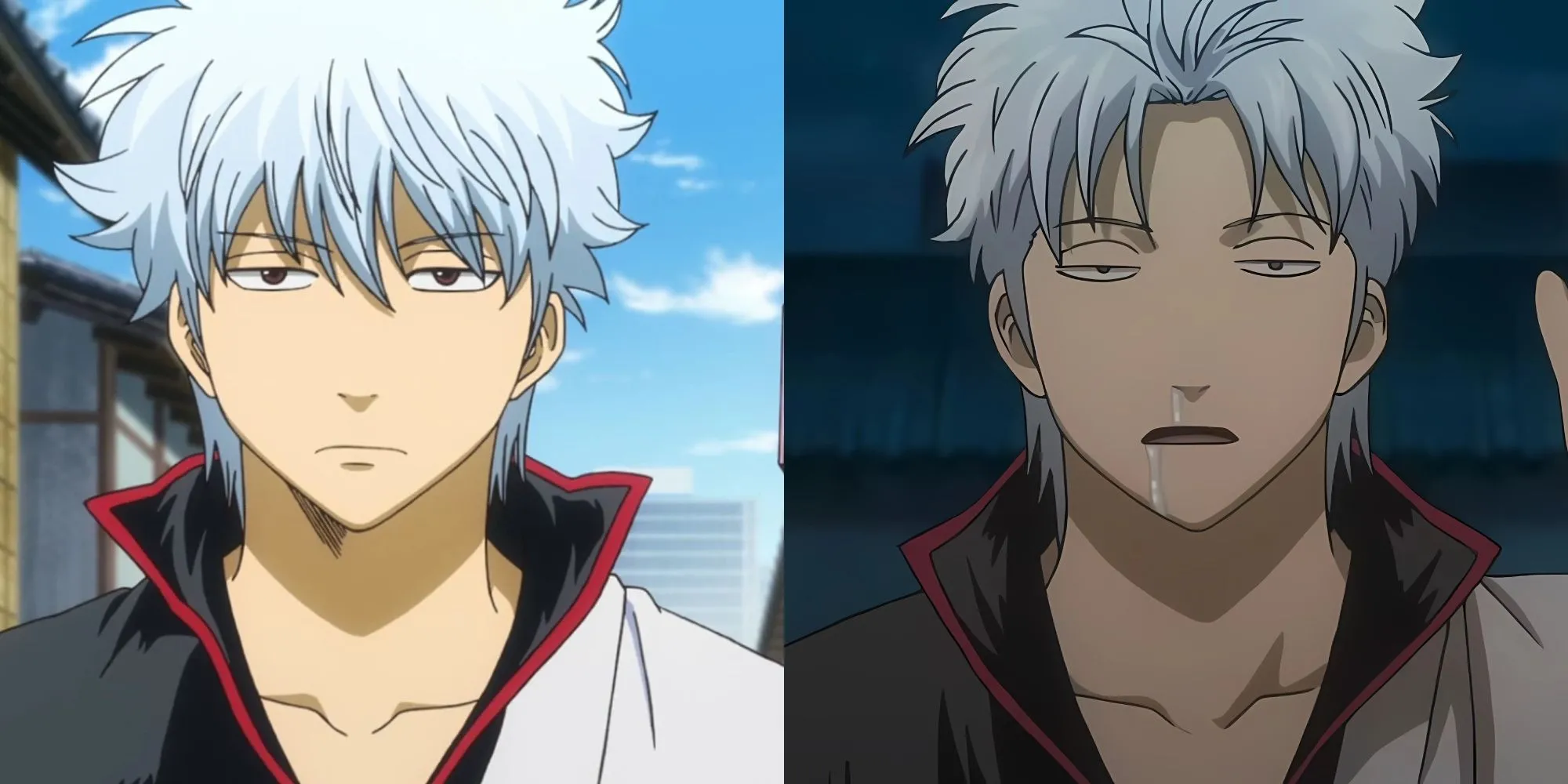 Samurai lười Gintoki Sakata cầm kiếm gỗ trong anime Gintama