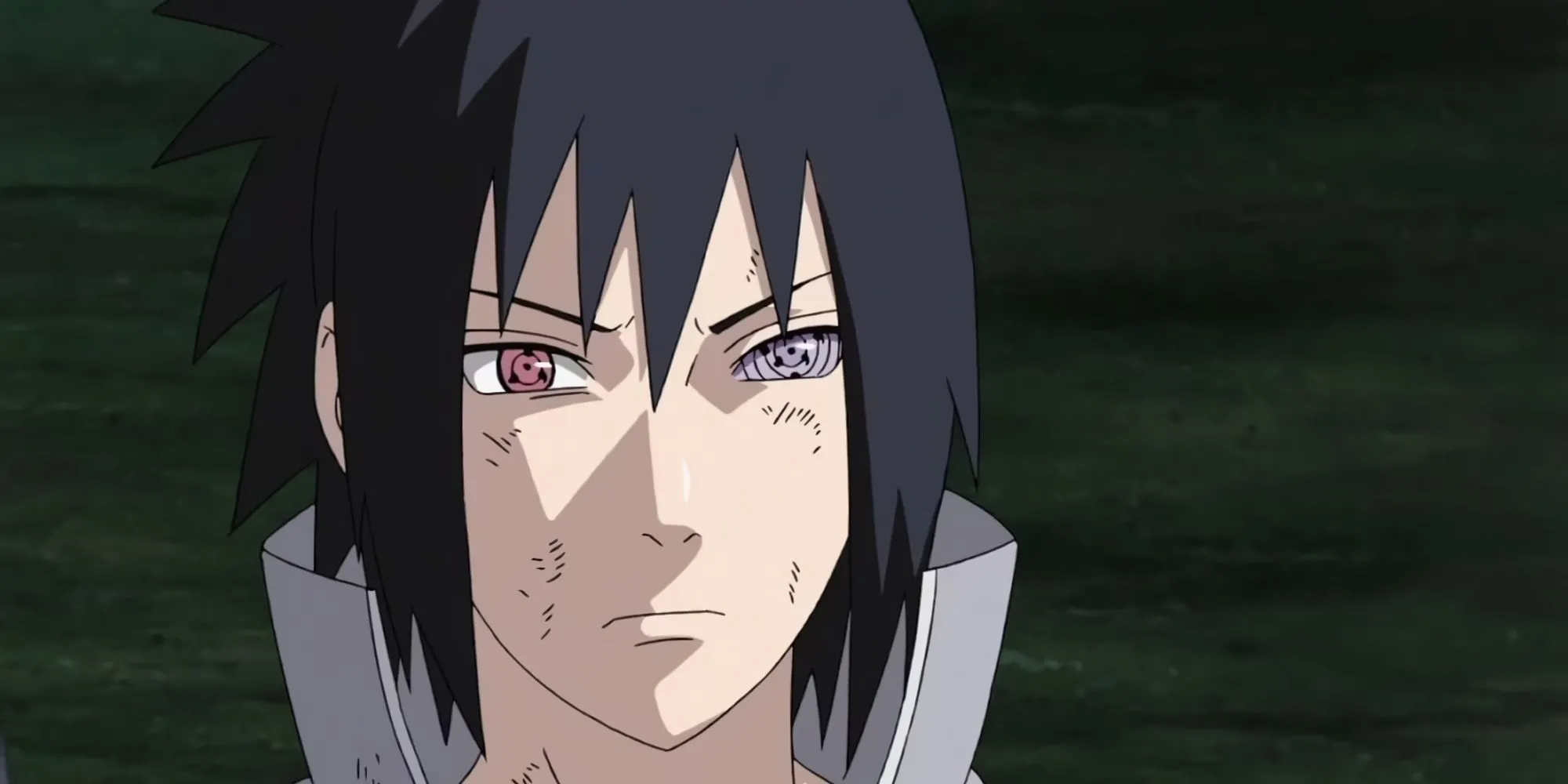 Sasuke Uchiha với Sharingan và Rinnegan trong series Naruto