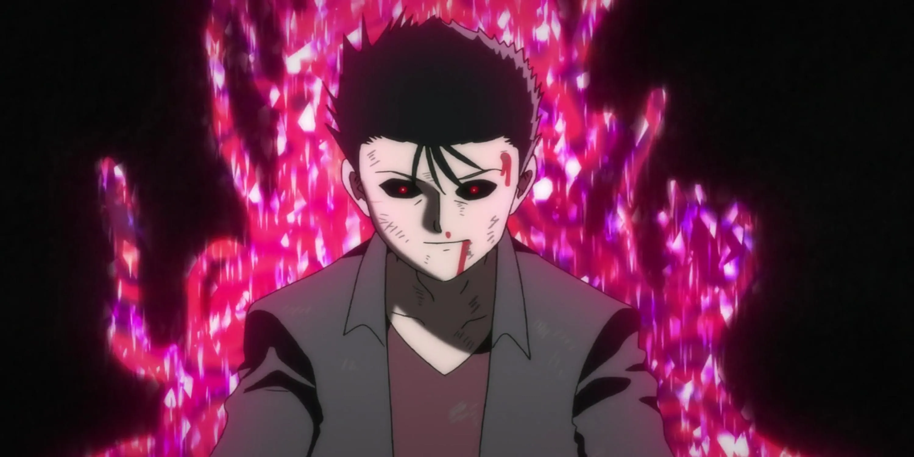 Shimizaki sử dụng năng lực dịch chuyển để né tránh trong Mob Psycho 100