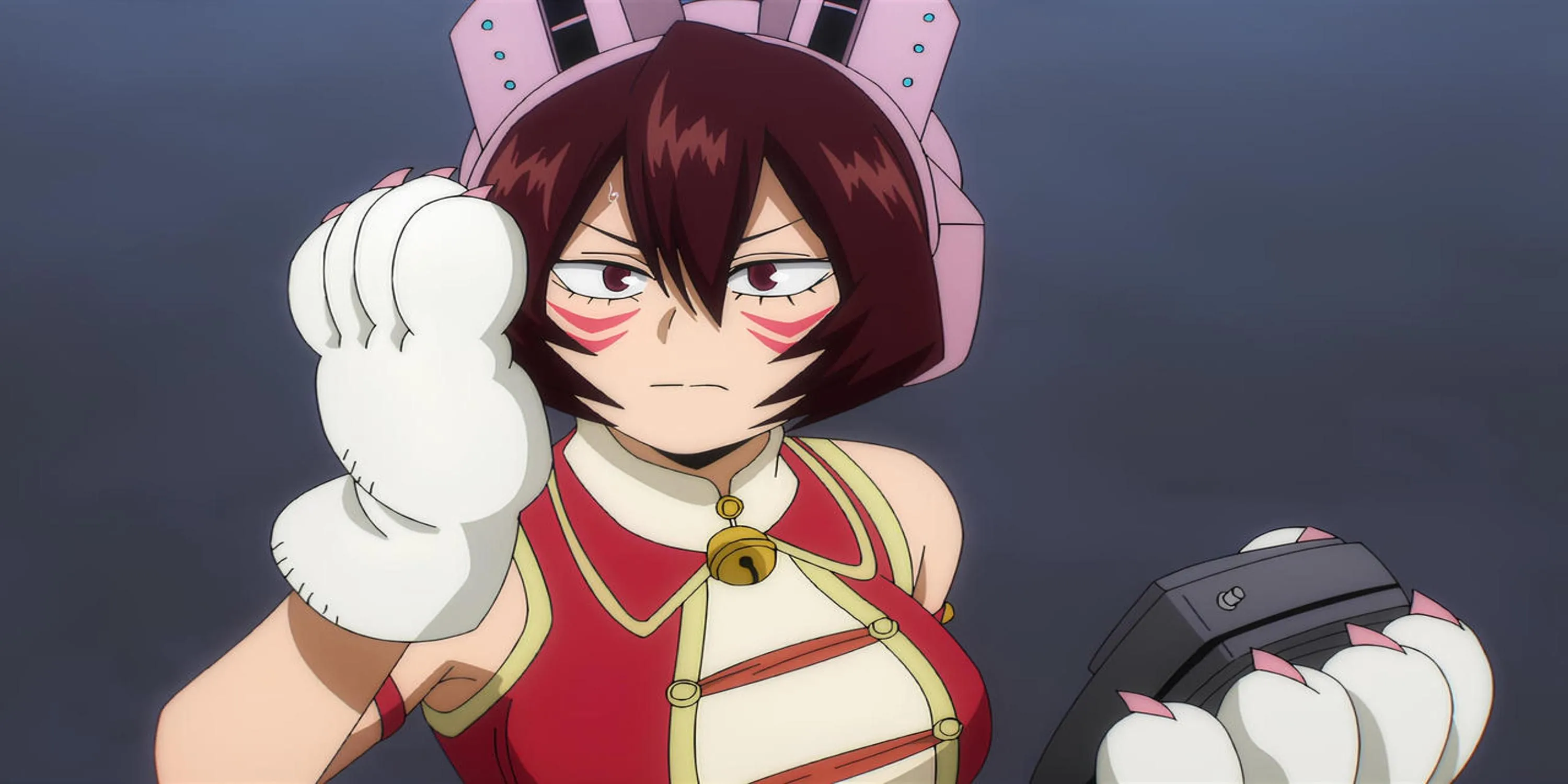 Shino Sosaki (Mandalay) của Wild Wild Pussycats sử dụng Quirk Thần Giao Cách Cảm để liên lạc trong My Hero Academia