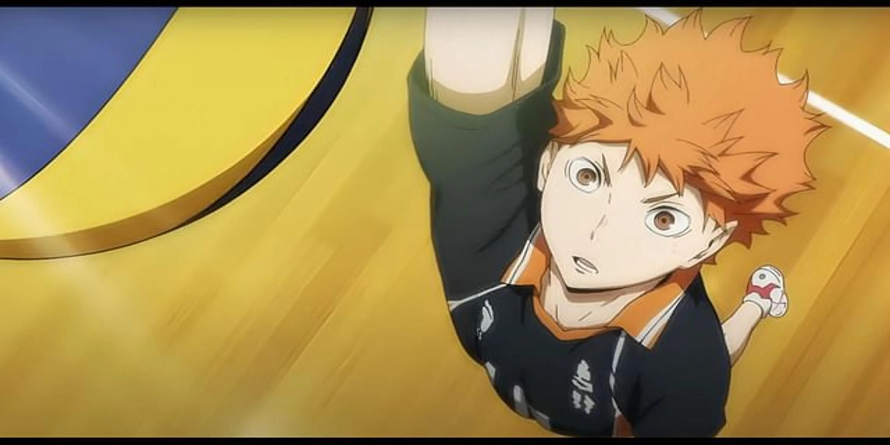 Shoyo Hinata vung tay đập bóng trong Haikyu!!, thể hiện sức bật phi thường