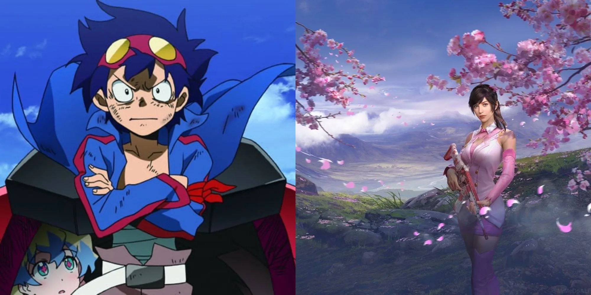 Simon với mũi khoan khổng lồ từ Gurren Lagann lồng ghép cùng logo PUBG