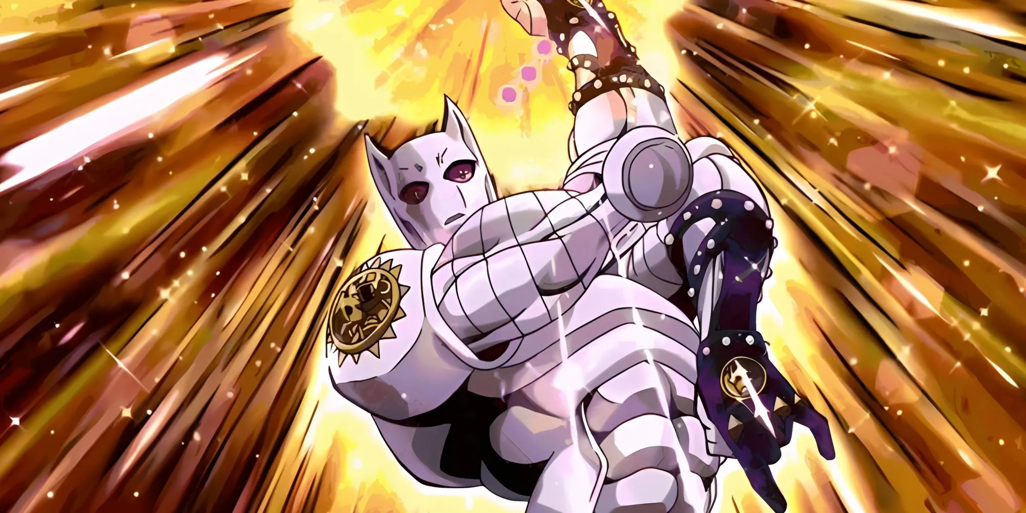Stand Killer Queen trong tư thế tấn công góc chéo, biểu tượng cho sự gọn gàng chết người của Kira Yoshikage.