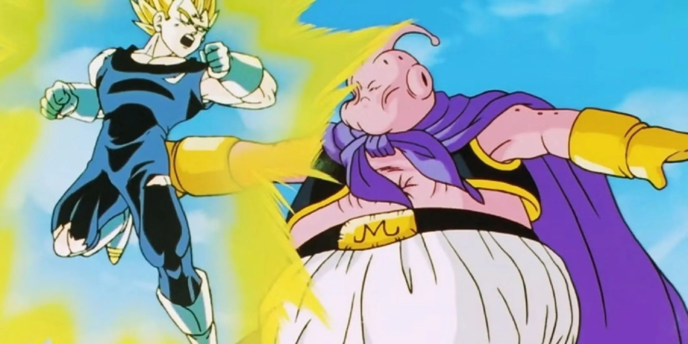 Super Saiyan Vegeta chiến đấu với Majin Buu trong Dragon Ball Z Saga Buu