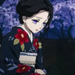 Tamayo ngồi tựa đầu bên cây hoa tử đằng trong Kimetsu no Yaiba