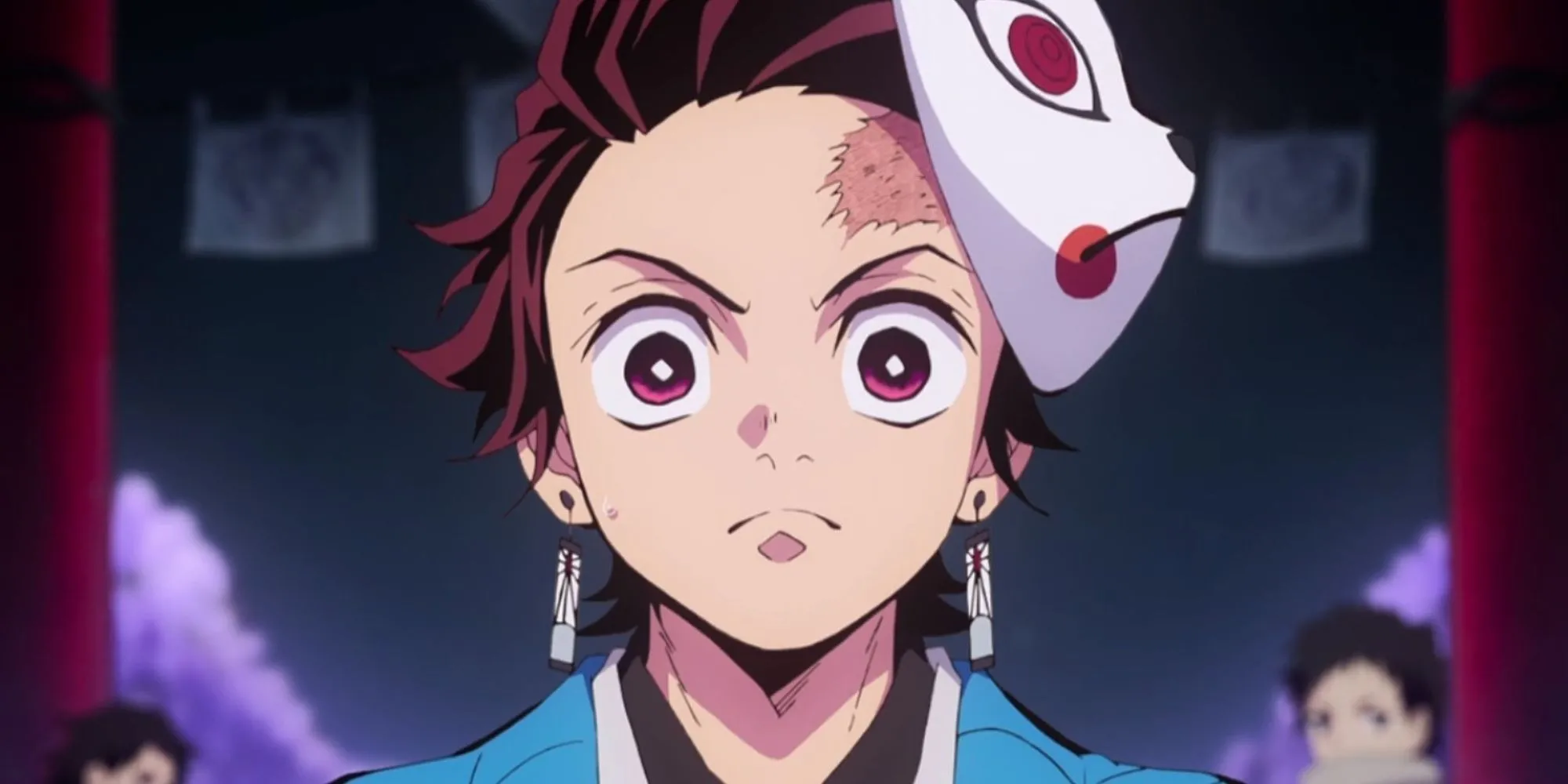 Tanjiro Kamado với biểu cảm kiên quyết, chuẩn bị đối mặt với thử thách trong Demon Slayer