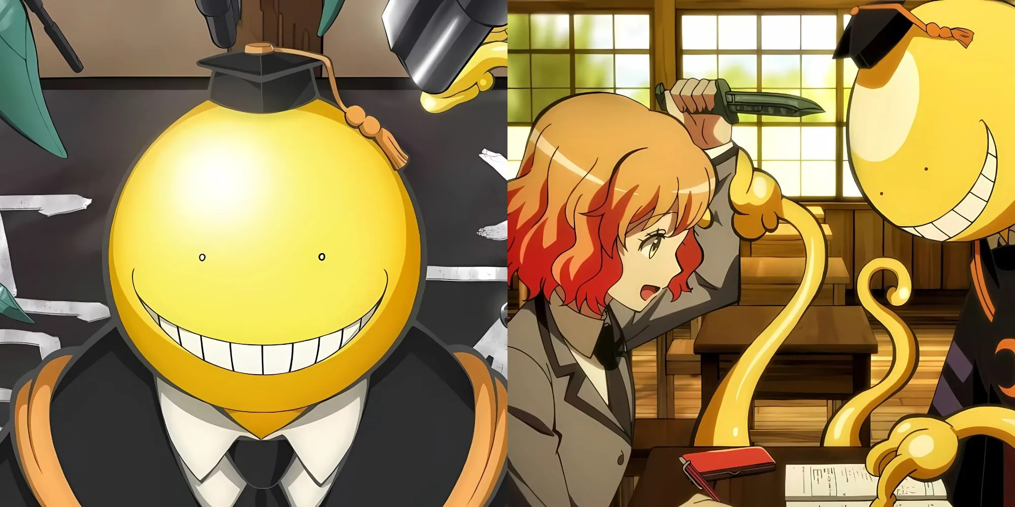 Thầy Koro-sensei cùng các học sinh Lớp 3-E trong Assassination Classroom, chuẩn bị cho kỳ thi cuối cùng định đoạt số phận.