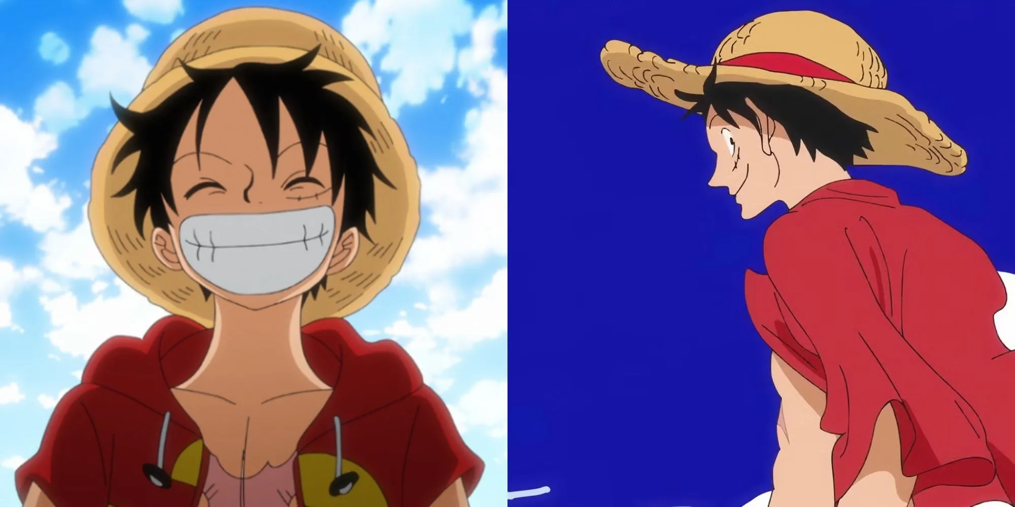 Thuyền trưởng Monkey D. Luffy cười tươi với mũ rơm từ anime One Piece