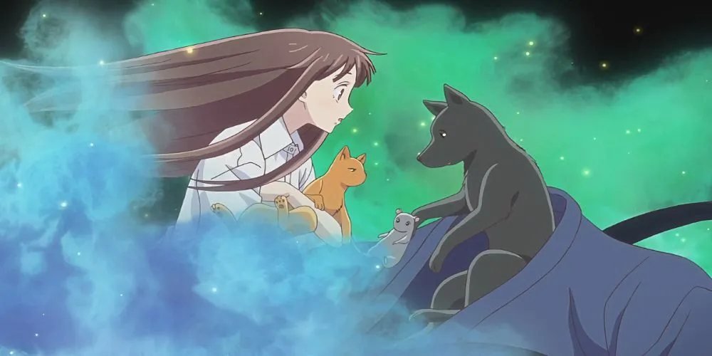 Tohru Honda nhìn về phía trước với nụ cười trong Fruits Basket 2019