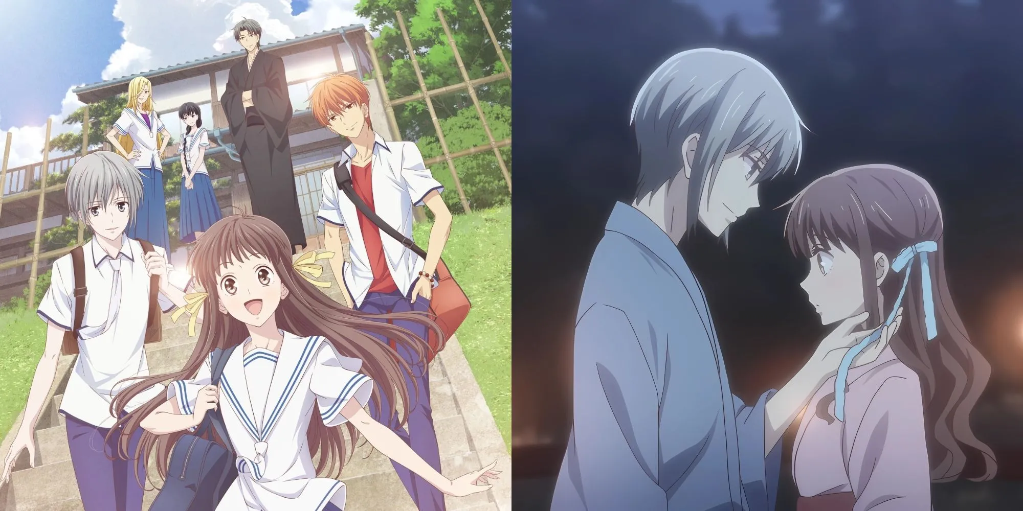 Tohru Honda và các thành viên gia đình Sohma trong Fruits Basket (bản làm lại 2019), series shojo với cái kết hóa giải lời nguyền trọn vẹn.