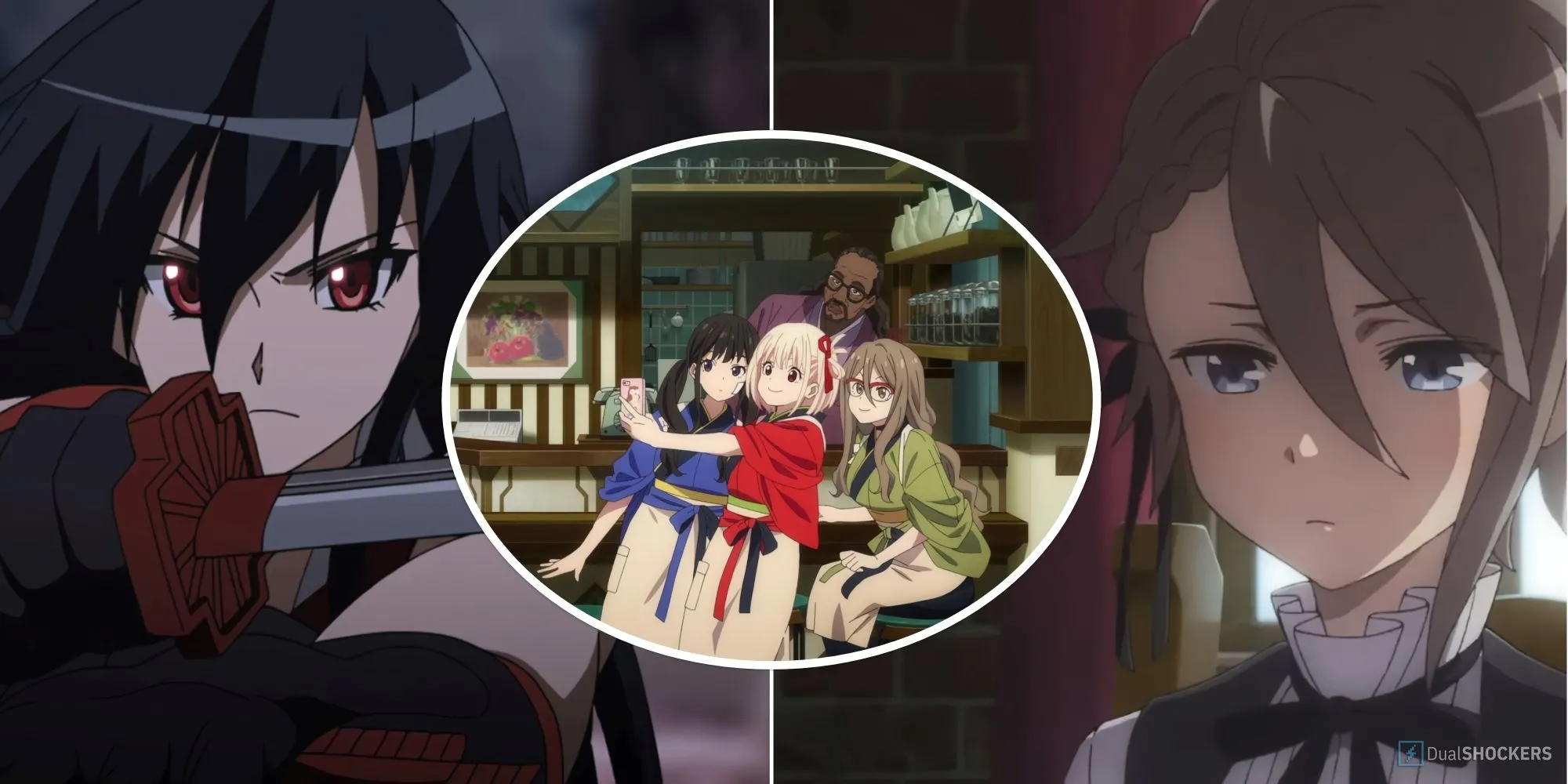 Tuyển tập các nhân vật anime nổi bật với câu chuyện tình yêu đơn phương: Akame (Akame Ga Kill), dàn nhân vật Lycoris Recoil và Ange (Princess Principal)
