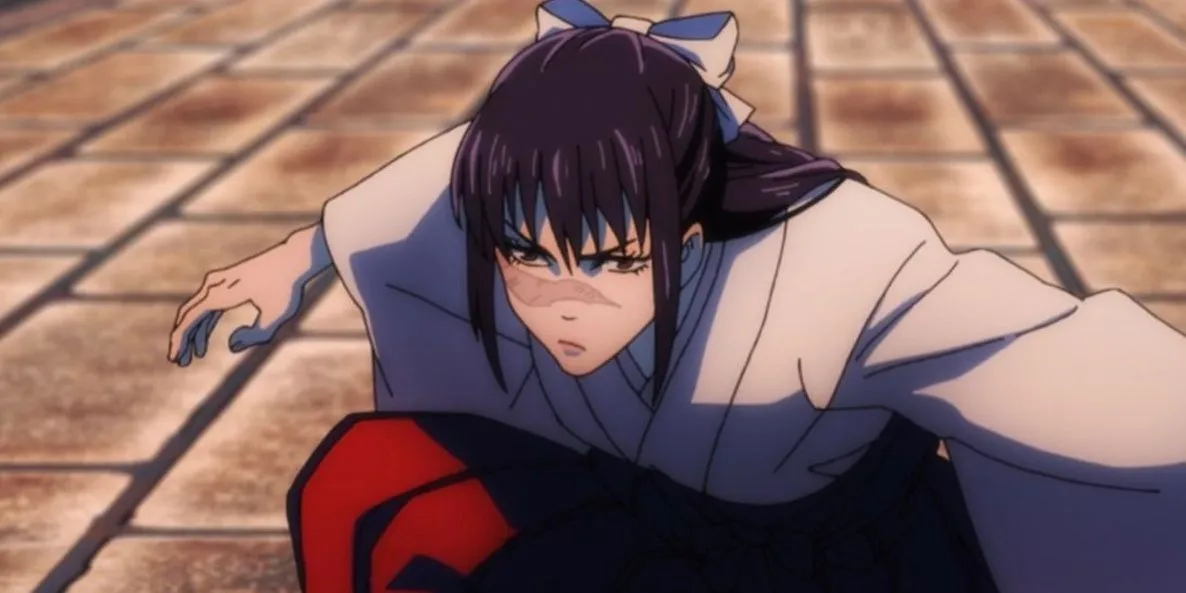 Utahime Iori với mái tóc dài màu tím và biểu cảm nghiêm túc