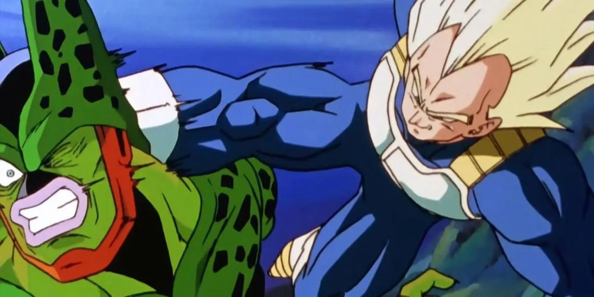 Vegeta tức giận tấn công Cell sau khi Future Trunks bị thương