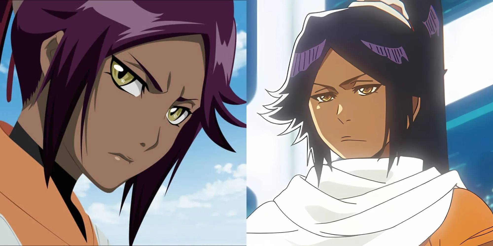 Yoruichi Shihouin ở dạng con người với trang phục chiến đấu trong Bleach