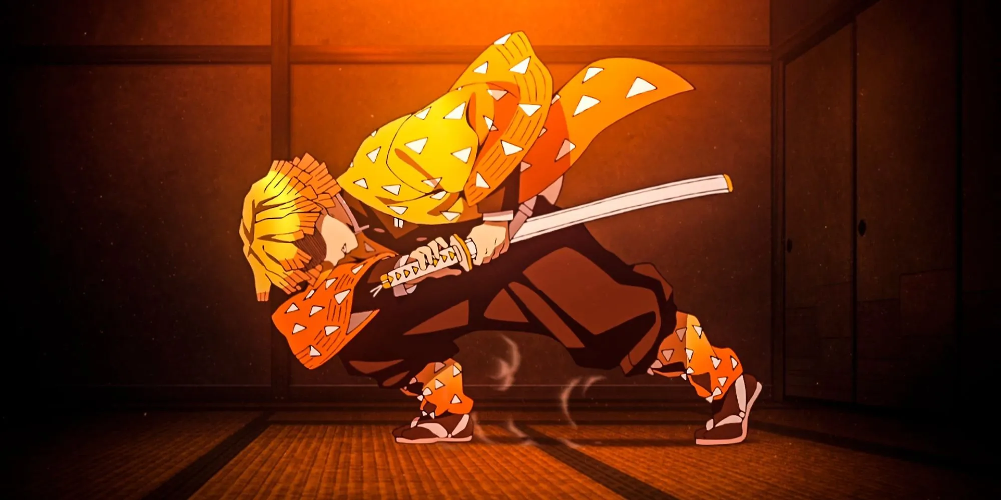 Zenitsu Agatsuma - Thiện Dật chuẩn bị rút kiếm katana để sử dụng Hơi thở Sét