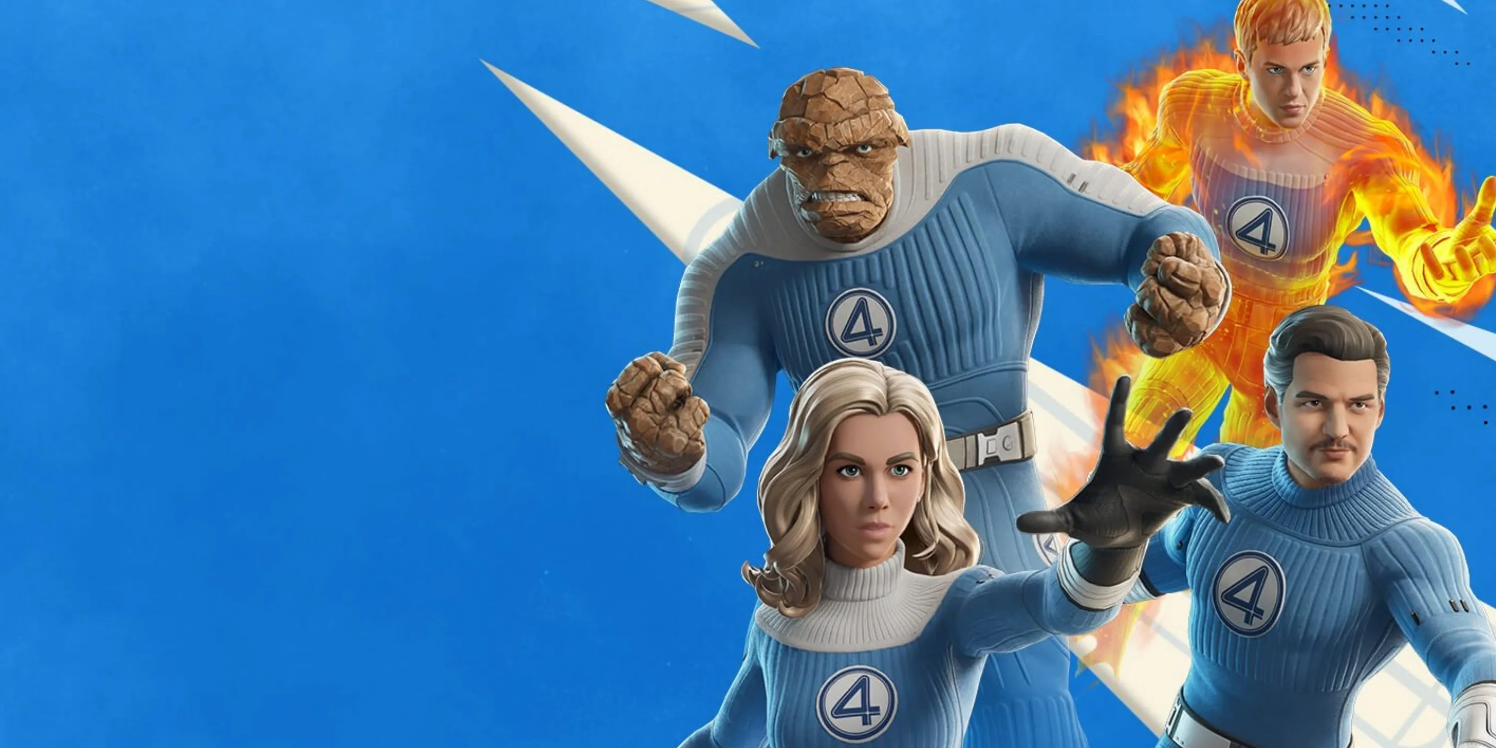 Banner giải đấu Fantastic Four Cup trong Fortnite, với logo đặc trưng của nhóm siêu anh hùng Marvel.