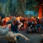 Chế độ Horde Assault đầy kịch tính trong Days Gone Remastered, nơi Deacon đối mặt với đàn Freaker khổng lồ.