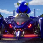 Metal Sonic trong giao diện tùy chỉnh xe và tiện ích của Sonic Racing CrossWorlds