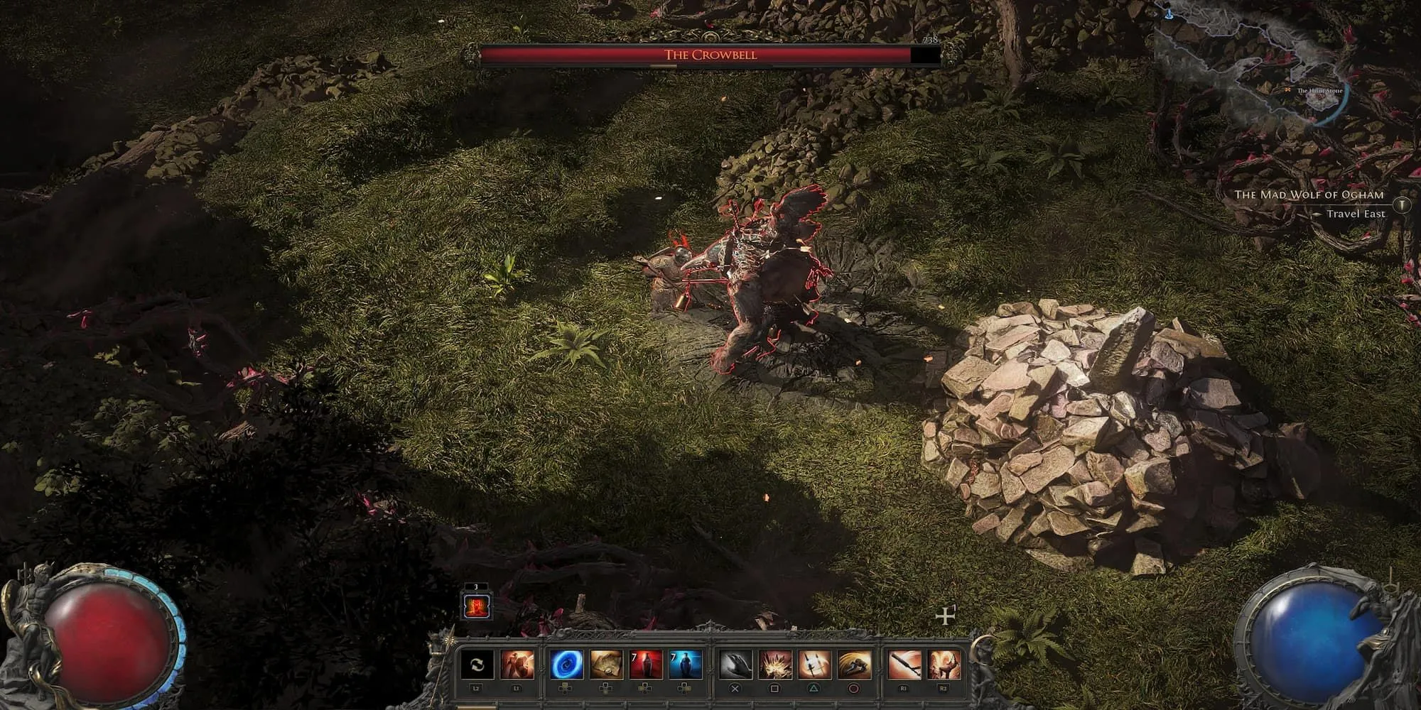 Người chơi đang đối mặt với một con boss tùy chọn trong Path of Exile 2