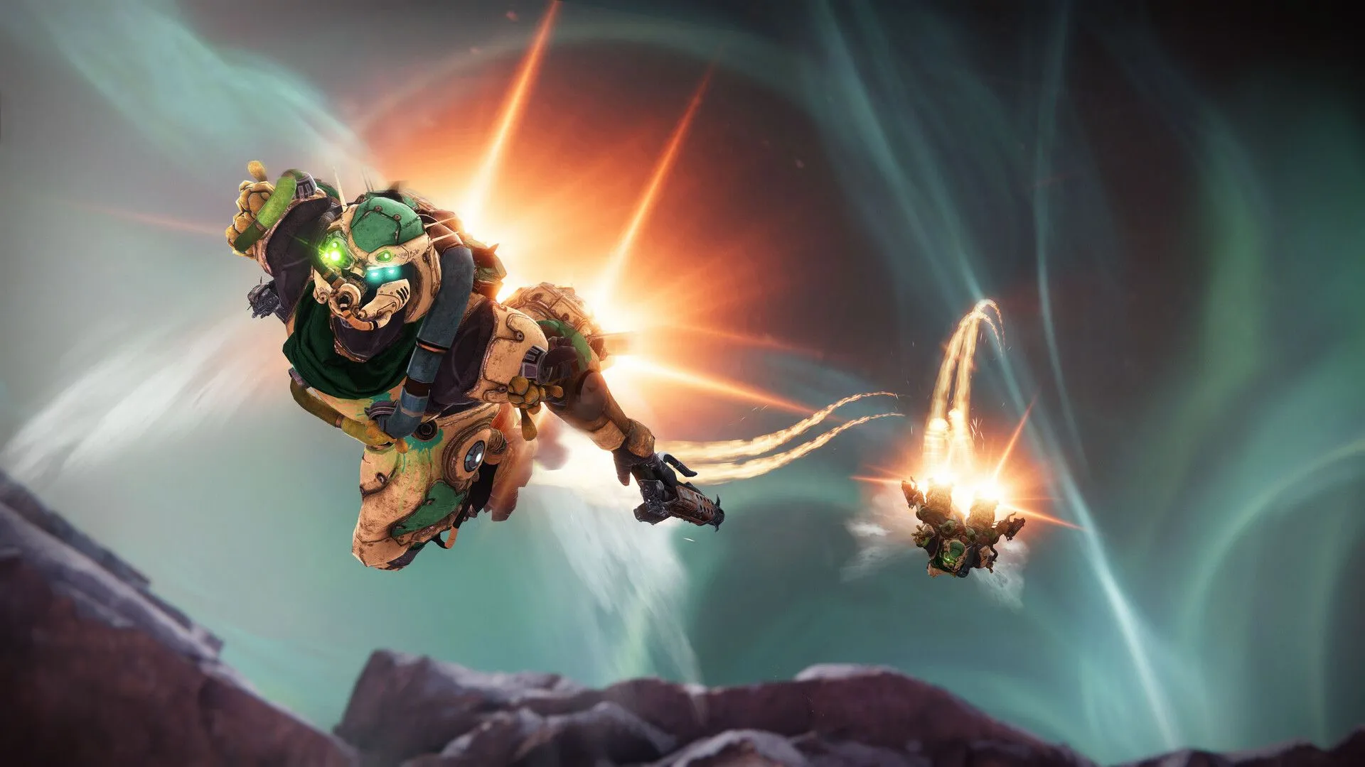 Ảnh quảng bá Destiny 2 Edge of Fate, thể hiện một khung cảnh chiến đấu