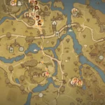 Bản đồ làng Bywater trong Tales Of The Shire hiển thị các địa điểm câu cá và khu vực sinh sống của Hobbit.